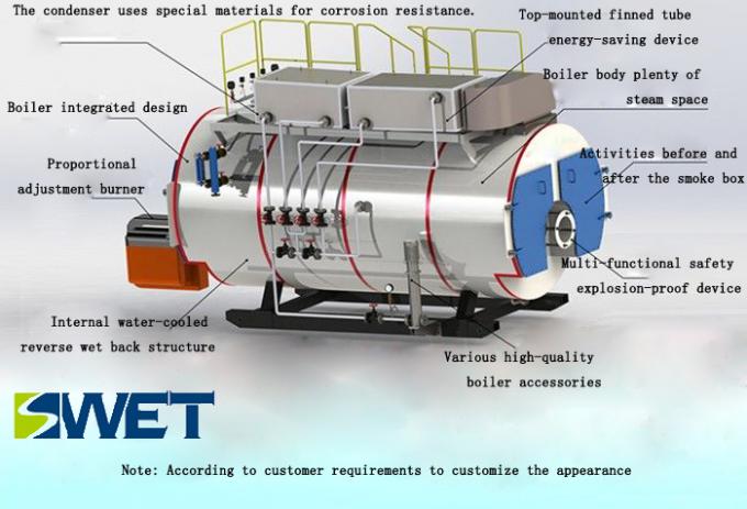 caldera de vapor eléctrica horizontal automática llena de la agua caliente de la eficacia alta 10T